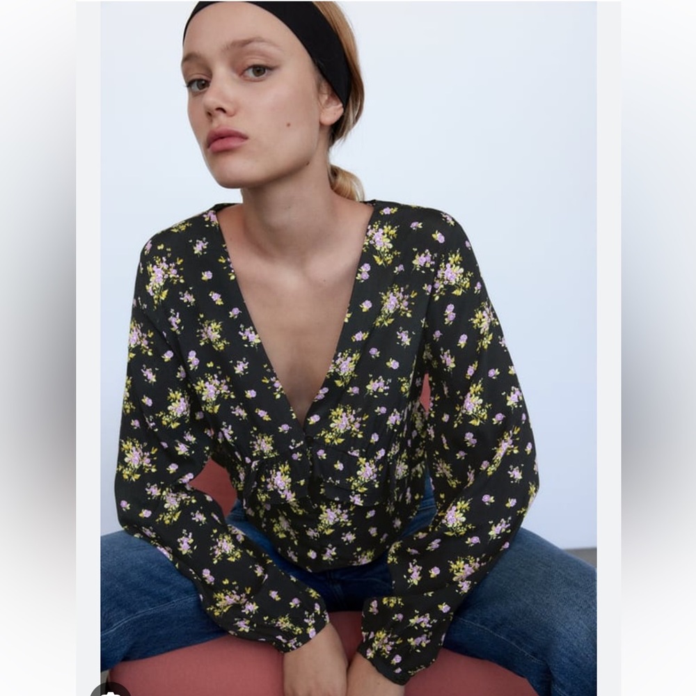 Zara Cropped Floral Shirt - Picture 6 of 6
